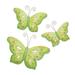 Green Fairytale,'Set of 3 Green Iron and Plastic Beaded Wall Art Butterflies'