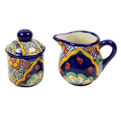 Hidalgo Fiesta,'Hand-Painted Talavera-Style Cream and Sugar Set'