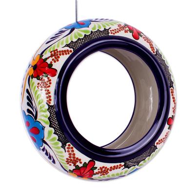 Talavera Floral Colors,'Talavera Style Ceramic Floral Color Bird Feeder from Mexico'