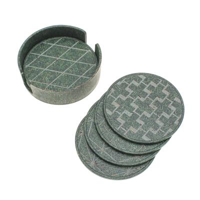 'Set of 6 Loden Recycled Coconut Fiber Bio-Composite Coasters'