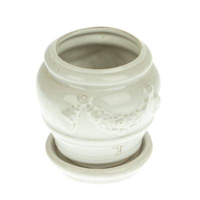 Vintage White,'Handmade Rustic Ceramic Flower Pot in White from Mexico'