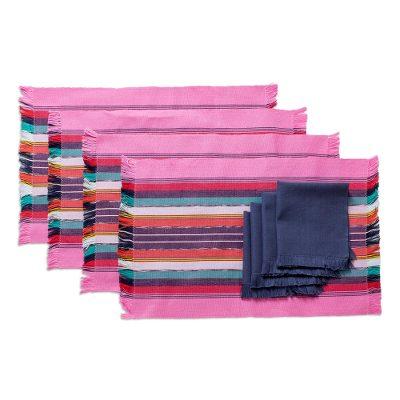 Bubblegum Paths,'Handwoven Cotton Bubblegum Placem...