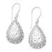 Luminous Teardrops,'Sterling Silver Dangle Earrings with Hammered Details'