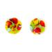 Multicolored Textures,'Multicolored Fused Glass Mosaic Button Earrings from Mexico'