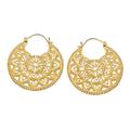 Spinning Mind,'Hand Crafted Gold-Plated Brass Hoop Earrings'
