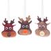 Reindeer Party,'Set of Three Brown and Red Felt Reindeer Ornaments'