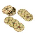 Green Eco,'Set of 6 Green and Red Natural Fiber Coasters from Mexico'