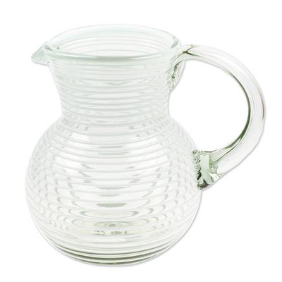 'Eco-Friendly Handblown Recycled Glass Pitcher from Mexico'