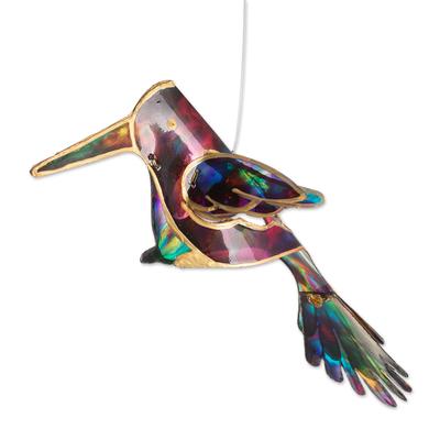 Paradise Wings,'Handcrafted Colorful Hummingbird Recycled Plastic Mobile'