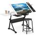 Inbox Zero Kittler Drawing Drafting Table Adjustable Wooden Tabletop Art Craft Work Station w/Stool Wood/Metal in Black/Brown/Gray | Wayfair