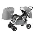 YCKEGEW Double Stroller Infant and Toddler Portable Baby Pushchair Tandem Umbrella Stroller for Twins,Child Tray,High Landscape | Sunshade | Easy to Fold (Color : Silver Grey)