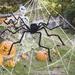 The Holiday Aisle® 150Cm Halloween Decoration Hairy Spider w/ White Web & 20 Small Spiders Plastic in Black | 35.43 W in | Wayfair