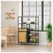 17 Stories Lebranche Multipurpose Bookshelf Storage Rack w/ Drawer Cabinet & Two Baskets Wood/Metal in Black/Brown | Wayfair