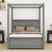 Red Barrel Studio® Wood Canopy Bed w/ Trundle Bed & two Drawers Wood in Gray | 71.2 H x 56.9 W x 79.5 D in | Wayfair