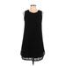 Monteau Casual Dress - Shift Crew Neck Sleeveless: Black Print Dresses - Women's Size Large