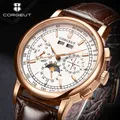 Corgeut-Montre automatique pour homme date jour mois année cadran en or rose multifonction