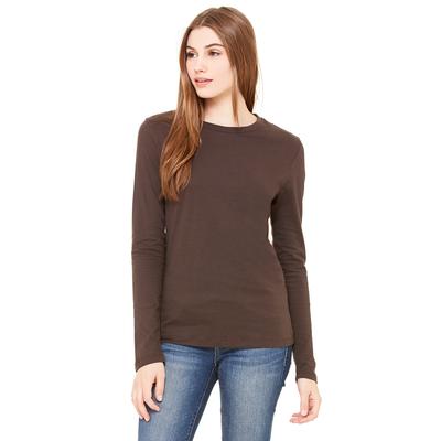 Bella + Canvas B6500 Women's Jersey Long-Sleeve T-Shirt in Brown size Small | Ringspun Cotton 6500