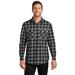 Port Authority W668 Plaid Flannel Shirt in Gray/Black Buffalo Check size 3XL