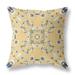 HomeRoots 26" X 26" Yellow And Blue Broadcloth Floral Throw Pillow - 29