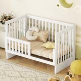 2-IN-1 Convertible Crib with Storage Rack - Converts from Baby Crib to Full Size Platform Bed for Baby Toddler