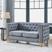 Velvet Upholstered Loveseat Sofa,58.4" Buttons Tufted Square Arm Couch,Grey