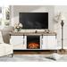 WAMPAT 2-in-1 Fireplace TV Stand for 65-110 Inch TV, Farmhose Entertainment Center with Sliding Barn Door