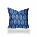 HomeRoots 26" X 26" Blue And White Zippered Tropical Throw Indoor Outdoor Pillow Cover - 18