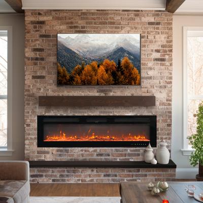 60" Electric Fireplace Heater w/Remote&Panel Control, 12 Flame Color