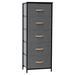 HomeRoots 18" Gray and Black Steel and Fabric Five Drawer Standard Chest