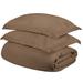 HomeRoots Taupe Twin Cotton Blend 300 Thread Count Washable Duvet Cover Set