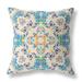 HomeRoots 16" X 16" Off White And Blue Broadcloth Floral Throw Pillow - 19