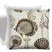 HomeRoots 17" X 17" Brown And Natural Brown Fish Zippered Coastal Throw Indoor Outdoor Pillow - 14