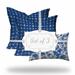 HomeRoots Set Of Three 20" X 20" Blue And White Zippered Coastal Throw Indoor Outdoor Pillow - 19