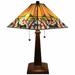 HomeRoots 23" Stained Glass Flowery Two Light Mission Style Table Lamp - 21