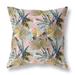 HomeRoots 18" Gold Pink Tropical Indoor Outdoor Throw Pillow - 21