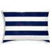 HomeRoots 14" X 20" Navy Blue And White Blown Seam Striped Lumbar Indoor Outdoor Pillow - 14