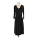 DM Donna Morgan Casual Dress - Midi V Neck 3/4 sleeves: Black Solid Dresses - Women's Size 4