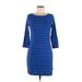 Gap Casual Dress - Sheath Scoop Neck 3/4 sleeves: Blue Color Block Dresses - Women's Size Medium