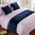 Hotel Bed Runner and Cushion Set Optional Soft Flannel Bed Scarves Quilted Bed Throw Cover Solid Color Velvet Bed End Towel for Queen Double Single King Size Bed,50 * 260cm Blue 4