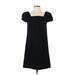 Charles Chang-Lima Casual Dress - A-Line Square Short sleeves: Black Solid Dresses - Women's Size 4