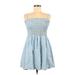 Lulus Casual Dress - Mini Square Sleeveless: Blue Dresses - Women's Size Medium