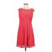 DressBarn Casual Dress - A-Line Scoop Neck Sleeveless: Pink Print Dresses - Women's Size 8