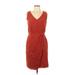 Sachin + Babi for Ankasa Casual Dress - Party V-Neck Sleeveless: Orange Solid Dresses - Women's Size 10