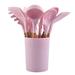 Ruya company 12 Piece Wood Handle Silicone Cooking Utensils Set Silicone in Pink | Wayfair YQ-Q4311