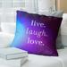East Urban Home Handwritten Live Laugh Love Quote Pillow Polyester/Polyfill/Cotton Blend in Indigo | 26 H x 26 W x 4 D in | Wayfair