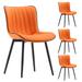 George Oliver Heitger Faux Leather Side Chairs Modern Wingback Dining Chairs w/ Metal Legs Faux Leather/Wood/Upholstered/Metal in Orange | Wayfair