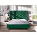 Rosdorf Park Kasheen Platform Bed, Bed w/ Tufted Headboard Upholstered/Velvet in Green | 59.84 H x 86.02 W x 72.05 D in | Wayfair