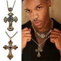 Collier avec pendentif grande croix pour femmes et hommes collier gothique gothique Vintage