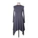 Piko Casual Dress - A-Line Mock 3/4 sleeves: Blue Print Dresses - Women's Size Medium