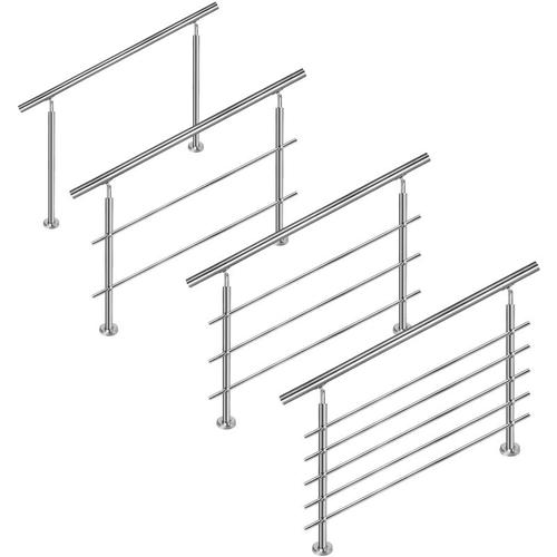 Treppengeländer Edelstahl Handlauf Geländer für Treppen, Innen und Außen, Balkon, Brüstung, Silber,